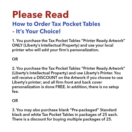 Standard Tax Pocket Tables