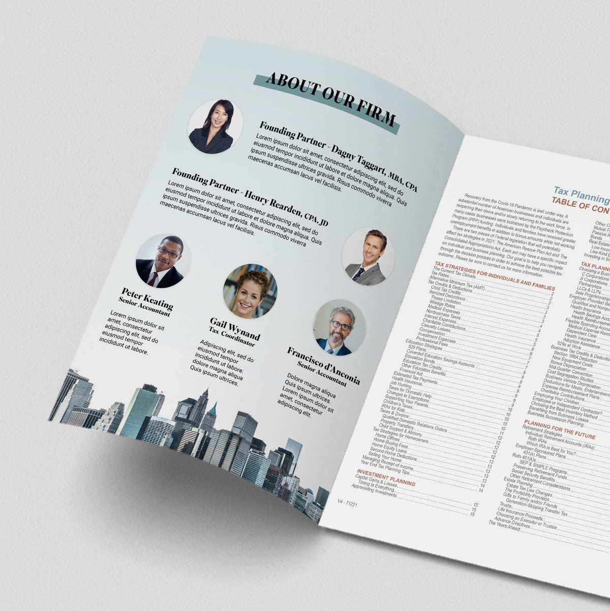 Printing Options for Tax Planning Guide Inside Covers